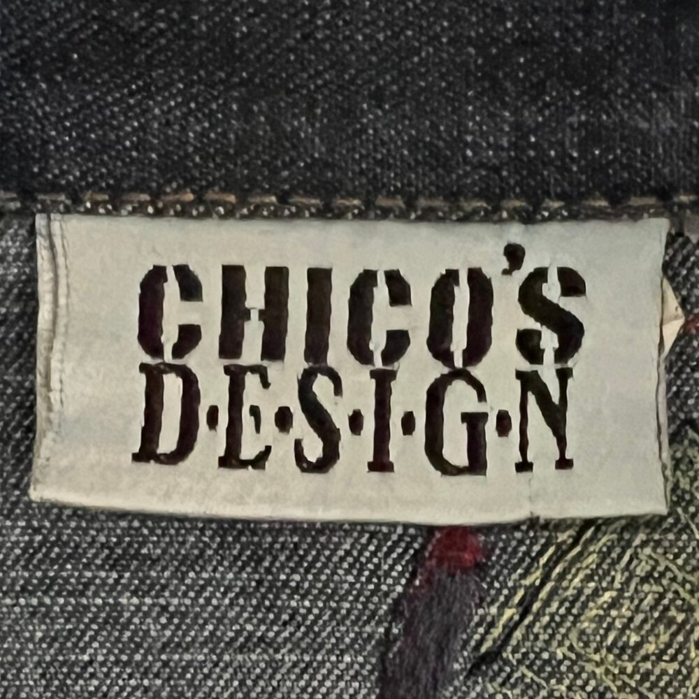 Chico DESIGN Denim Jacket Embroidered Beaded Silk APPLIQUE Gecko Accents - Picture 10 of 13
